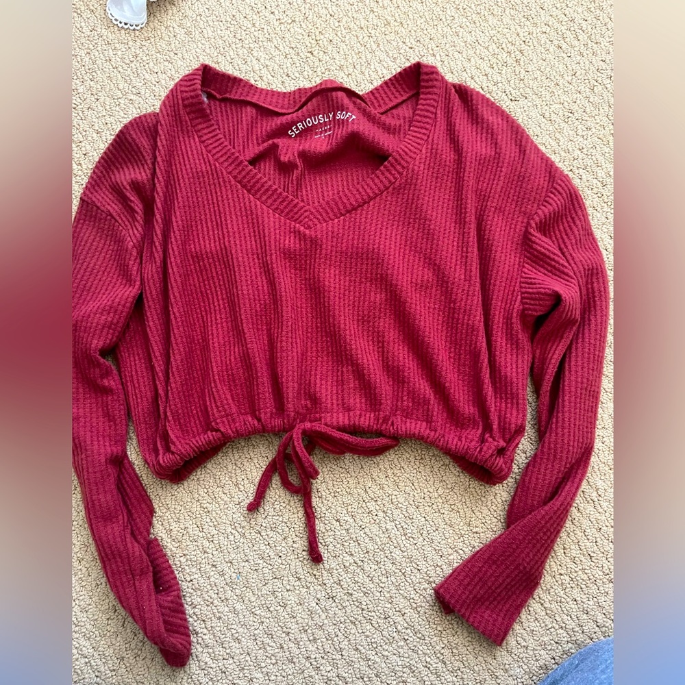 Long sleeve red crop sweater from Aeropostale.